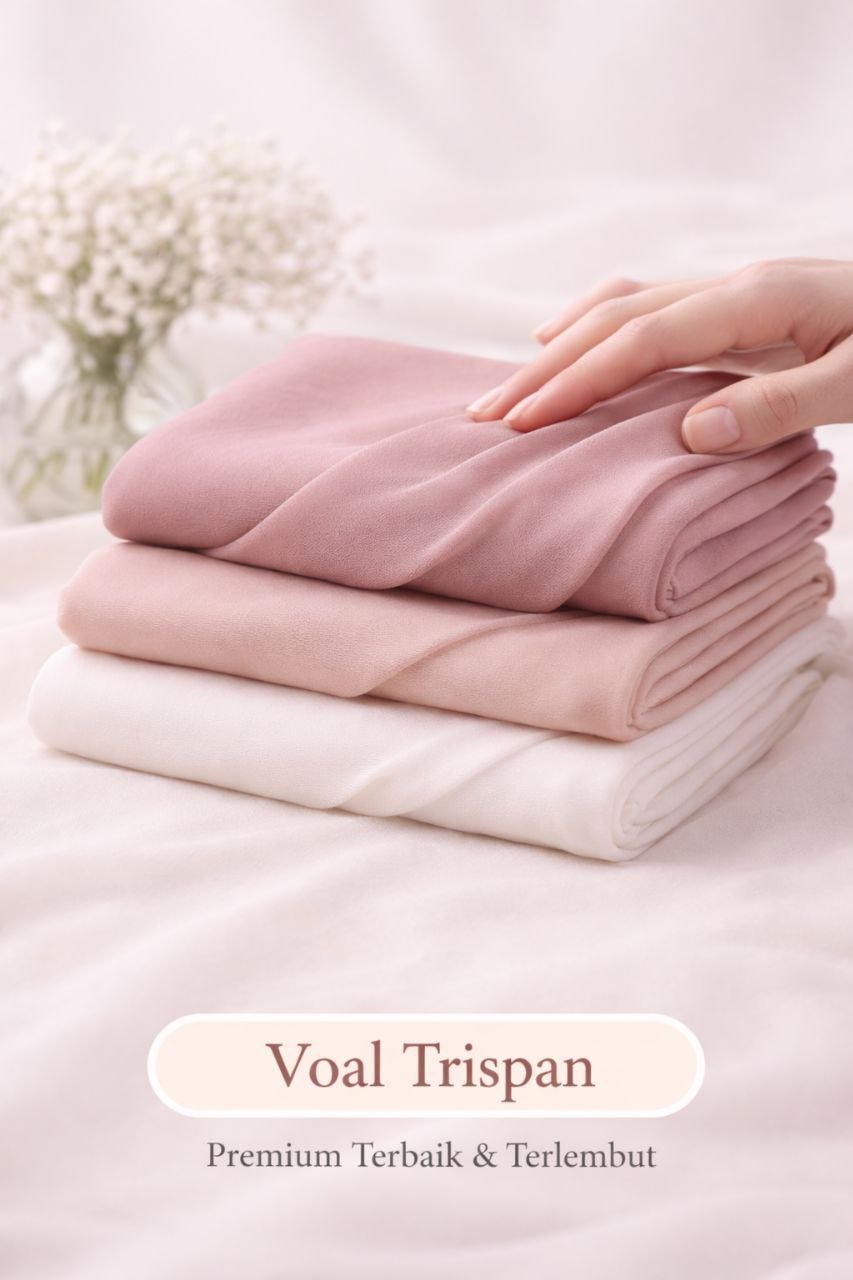 Voal Trispan: Voal premium terbaik, ringan, adem, lembut, flowy, dan tidak menerawang.