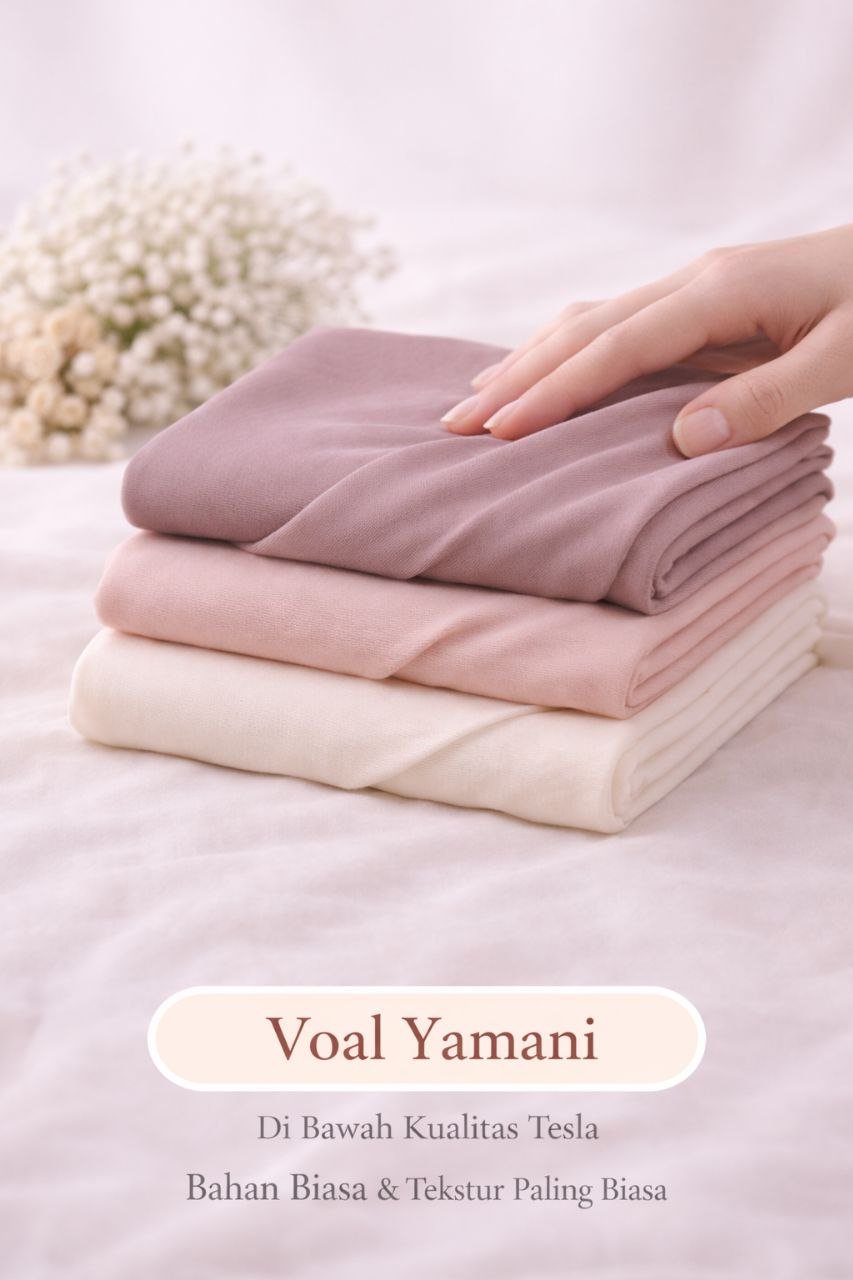 Voal standar dengan harga ekonomis, cocok untuk kebutuhan massal. Ringan, adem dan lembut